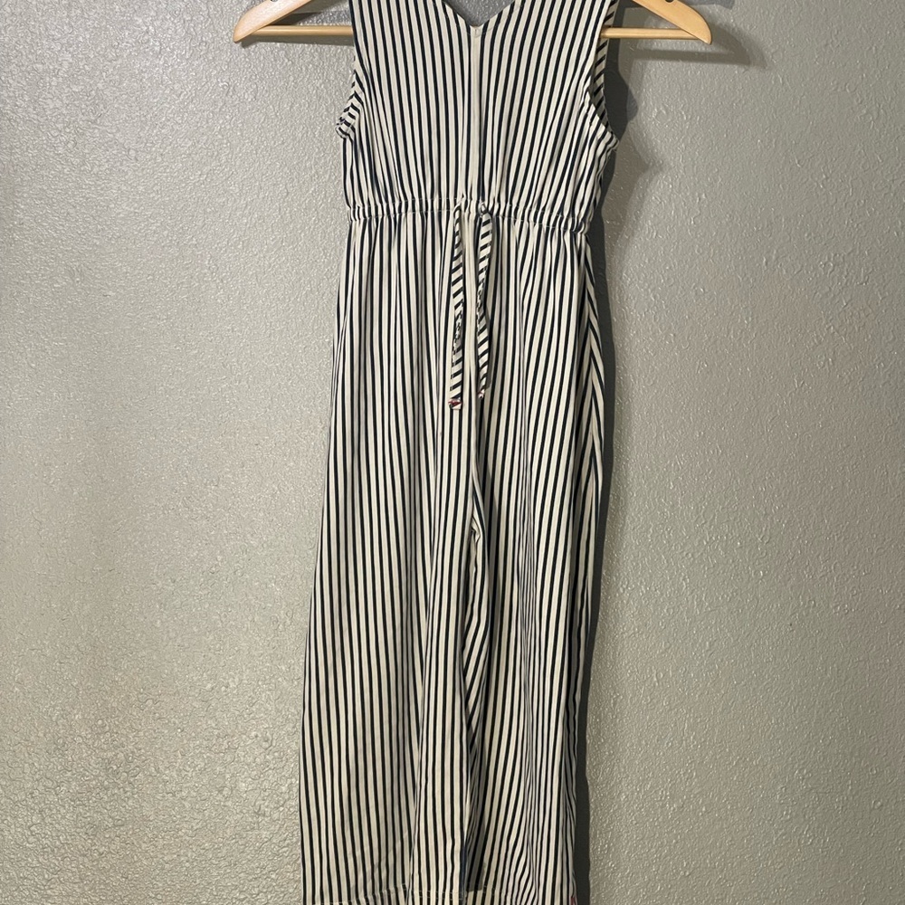 Pink Chicken Black/White Striped Sleeveless Jumpsuit - Size 6Y